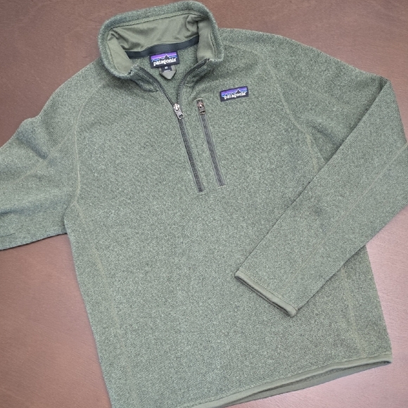 PATAGONIA Men's XS Olive Green Fleece Pullover 1/4 Zip - Picture 1 of 4